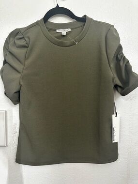 Haute Monde Olive Puff Sleeve Tee